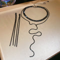 Rhinestone Y Choker Long Tassel Earring Two Piece Set view 7