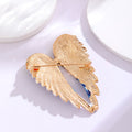 Blue Gold Tone Angel Wing Crystal Enamel Metal Brooch Pin view 3