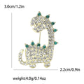 Rhinestone Dinosaur Brooch Gold Tone Green Spike Pin view 6