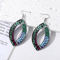 Silver Tone Colorful Patterned Openwork Acrylic Hook Earrings view 2