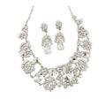 Silver Crystal Teardrop Oval Necklace Drop Earrings Set view 5