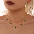 Teardrop Crystal Station Necklace in Five Color Styles view 2