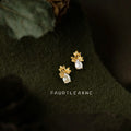 Gold Tone Flower Cluster And Clear Teardrop Stone Stud Earrings view 6
