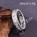 White Metal Channel Set Clear Eternity Band Ring Sizes 6-10 view 3