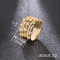 Multi-Rail Round Clear Stone Extra-Wide Ring In Gold Tone view 4