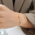 Double Layer Disc Bracelet Shell Acrylic Gold Steel view 6