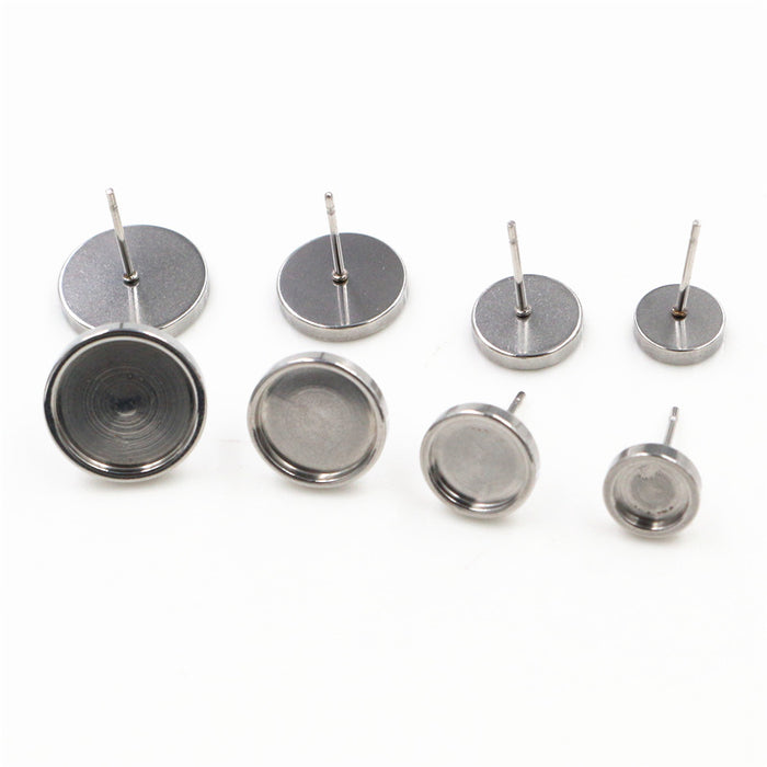 Thick Round Steel Tone Post Earring Trays in Four Sizes
