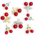 Tiny Red Cherry Enamel Metal Jewelry Charms, 4 Designs view 5