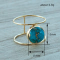 Turquoise-Like Round Stone Open Ring In Gold And Silver Tones view 4