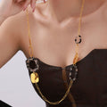 Leopard Geometric Long Sweater Necklace Gold Acrylic view 3