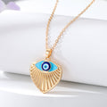 Gold and Silver Tone Fan Heart and Burst Evil Eye Necklaces view 6