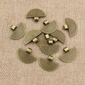 Ridged Fan Metal Pendants in Antique Bronze and Silver Tones view 6
