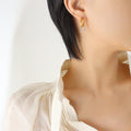 Two Tone C Hoop Earrings Double Ring Drops Gold Steel view 6