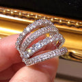 White Metal Multi Band Pavé Clear Stone Ring Sizes 6-10 view 2
