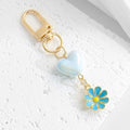 Ombre Heart Bead Keychain with Butterfly Flower or Pearl Charm view 2