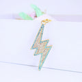 Rhinestone Lightning Bolt Metal Keychain With Lobster Clasp, Seven Options view 3
