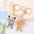 Rhinestone Cat Keychain Gold Metal Charm Four Color Styles view 4