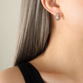 Moon Star Eye Motif Huggie Hoop Earrings Gold Steel view 6