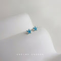 Silver-Tone Mini Blue Enamel Starfish Stud Earrings view 3