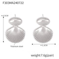 Seashell Drop Stud Earrings Gold And Steel Polished Metal view 6