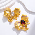 Red Gold Tone Ribbon Bow Crystal Two Designs Metal Brooch Pin view 4