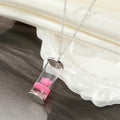 Silver Tone Glass Bottle Flower Pendant Necklaces in Four Colors view 5