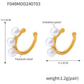 U-Shaped Ear Clips Three Imitation Pearls Gold Or Steel view 6