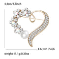 Crystal Heart Brooch With Pearl Drop In Two Tones With Polished Metal Detail view 5