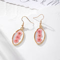 Pink Dried Flower Gold Frame Drop Earrings 10 Styles view 10