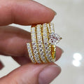 Gold Tone Multi Coil Spiral Heart Crystal Ring Sizes 6-10 view 5