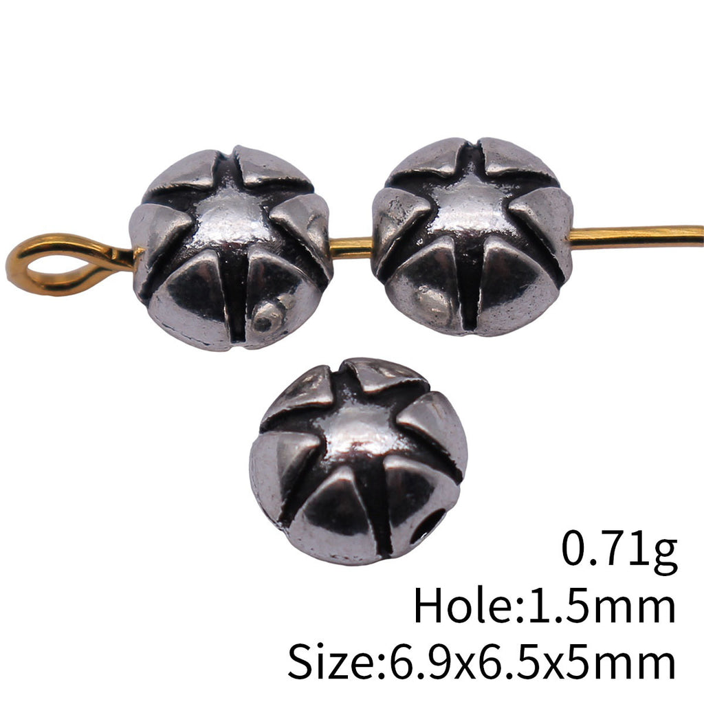 6.9x6.5x5mm 0.71g Antique Silver Zinc Alloy Starburst Pattern Loose Metal Beads for Bracelet Necklace DIY