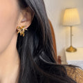 Gold Tone Bee Stud Earrings With Dark Brown Accents view 4
