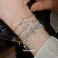 Silver Tone Openwork Flower Rhinestone Link Bracelet view 3