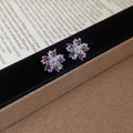 Silver Crystal Flower Stud Earrings In Three Colors view 7