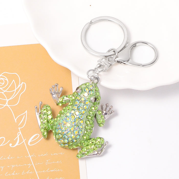 Rhinestone Frog Keychain Lobster Clasp Seven Color Options