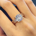 Rose Gold Round Clear Pave Band Solitaire Ring Alloy view 2