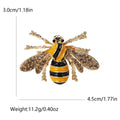Yellow Enamel Bee Brooch in Detailed Metal and Crystal Design view 3