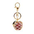 Apple Keychain With Rhinestone Lattice, Split Ring And Lobster Clasp view 5