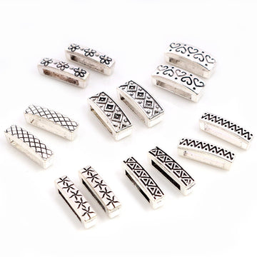 Patterned Rectangular Large-Hole Spacer Beads in Five Designs