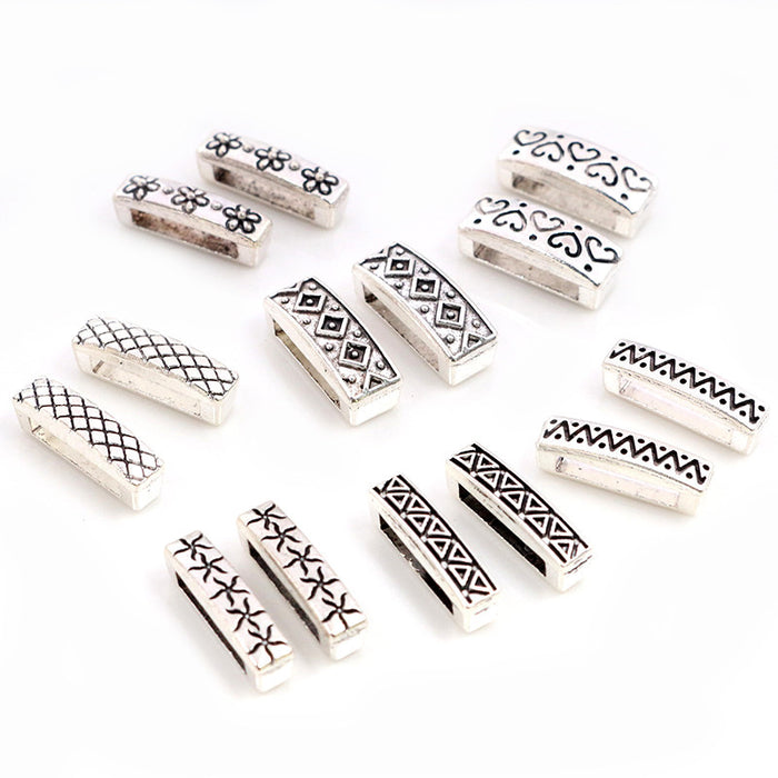 Patterned Rectangular Large-Hole Spacer Beads in Five Designs