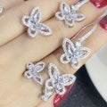 Pave Butterfly Threader Long Drop Earrings In Silver Tone view 2