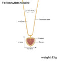 Gold Heart Zircon Pendant Necklace Open Pavé Rings view 6