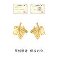 Gold Maple Leaf Earrings Crystal Vein Post and Clip Styles view 3