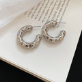 Chunky C Hoop Stud Earrings in Ten Textured Styles view 9