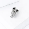 Black Eye Crystal Owl Brooch With Faceted Crystals And Polished Metal Details view 2
