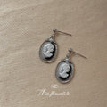 Silver-Tone Oval Cameo Lady Portrait Drop Earrings view 3