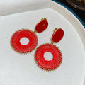 Woven Circle Drop Earrings In Nine Color And Back Styles view 10