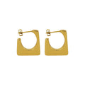 Gold And Steel Geometric Square Open Stud Earrings view 5