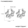 Daisy Fan Flower Metal Earrings Gold Steel Tone Set view 7
