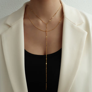 Double Layer Y Lariat Side Chain Necklace Long Tassel